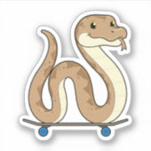 Slang als skater met skateboard sticker (Voorkant)