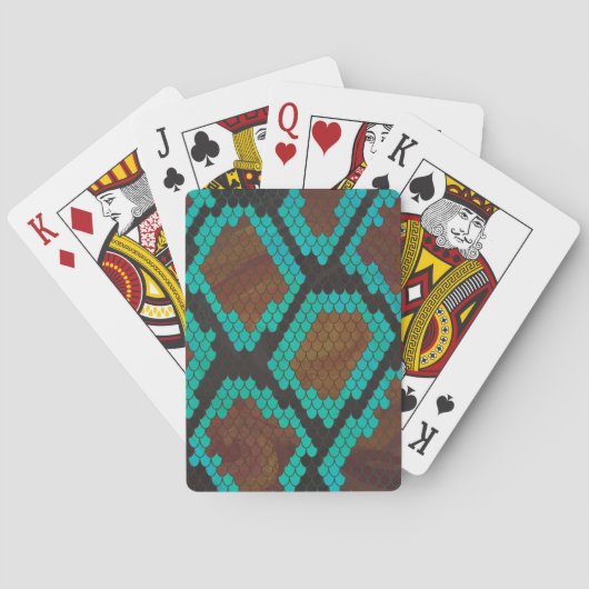 Slang Bruin en Teal Print Pokerkaarten (Achterkant)