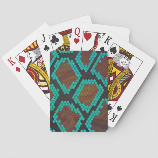 Slang Bruin en Teal Print Speelkaarten (Achterkant)