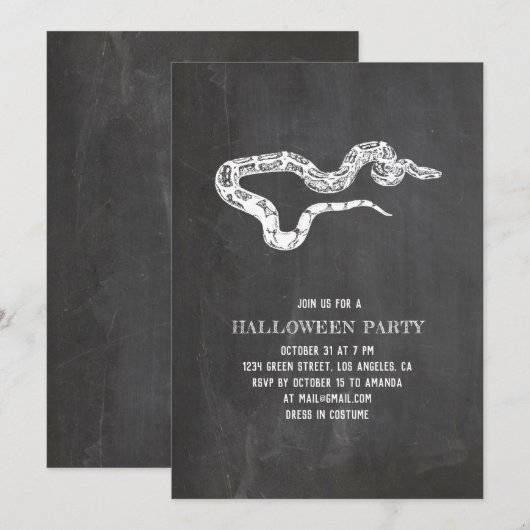  slang. Chalkboard Halloween feest. dierlijk Kaart (Voorkant / Achterkant)