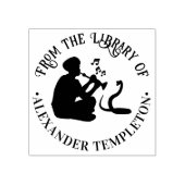 Slang Charmer en Cobra Ronde Bibliotheek Boeknaam Rubberstempel (Afrduk)