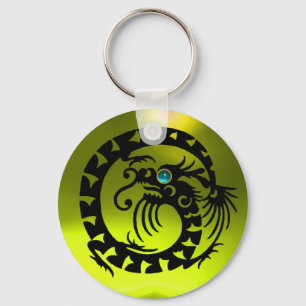 SLANG DRAGON,zwart,blauw aquamarijn,geel topaas Sleutelhanger