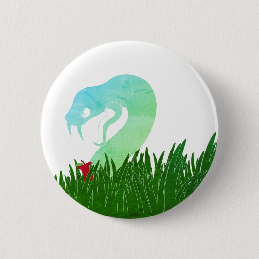 Slang en appel pin/ ronde button 5,7 cm (Voorkant)