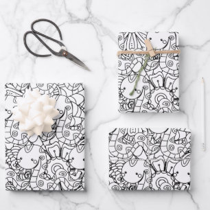 Slang en bloem botanische kleurplaat inpakpapier vel