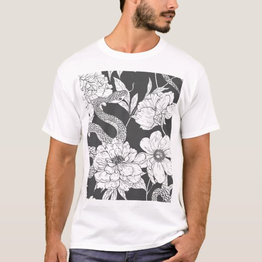 Slang en bloemen t-shirt (Voorkant)