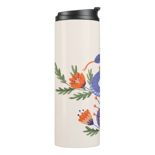 Slang en bloemenfee print thermosbeker (Gedraaid links)