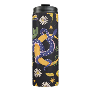Slang en bloemenfee print thermosbeker