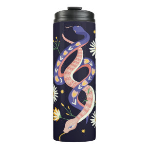 Slang en bloemenfee print thermosbeker