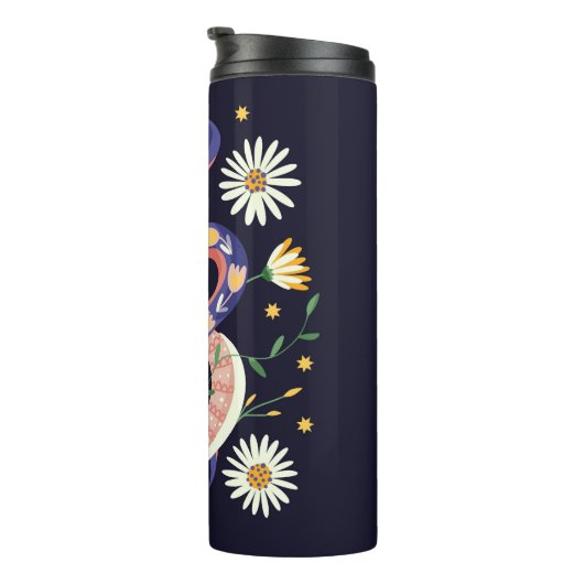 Slang en bloemenfee print thermosbeker (Geroteerd rechts)