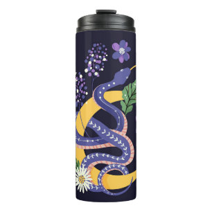 Slang en bloemenfee print thermosbeker