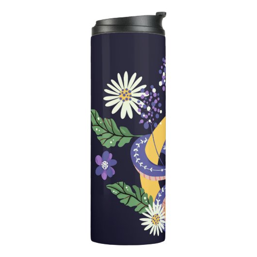 Slang en bloemenfee print thermosbeker (Gedraaid links)