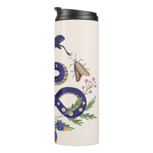 Slang en bloemenfee print thermosbeker (Geroteerd rechts)