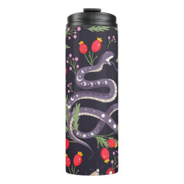 Slang en bloemenfee print thermosbeker