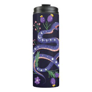 Slang en bloemenfee print thermosbeker