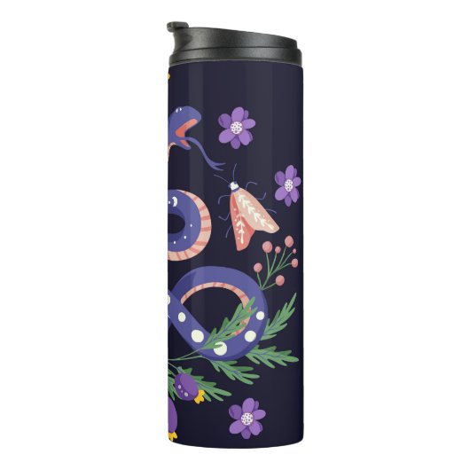 Slang en bloemenfee print thermosbeker (Geroteerd rechts)