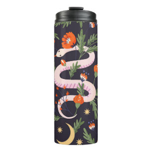 Slang en bloemenfee print thermosbeker