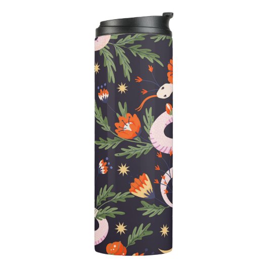 Slang en bloemenfee print thermosbeker (Gedraaid links)