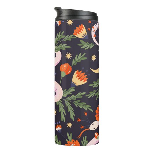 Slang en bloemenfee print thermosbeker (Geroteerd rechts)