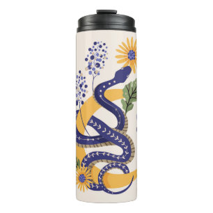 Slang en bloemenfee print thermosbeker