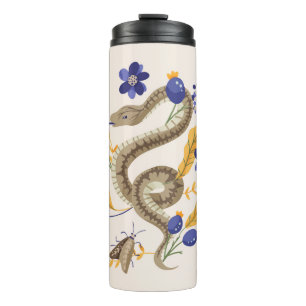 Slang en bloemenfee print thermosbeker