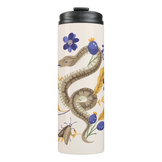 Slang en bloemenfee print thermosbeker (Voorkant)