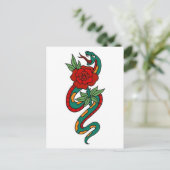  slang en Roos Tattoo kunst Briefkaart (Staand voorkant)