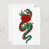  slang en Roos Tattoo kunst Briefkaart (Voorkant / Achterkant)