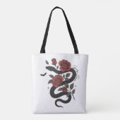 Slang en Rozen Canvas tas - Gotische Floral Design (Achterkant)