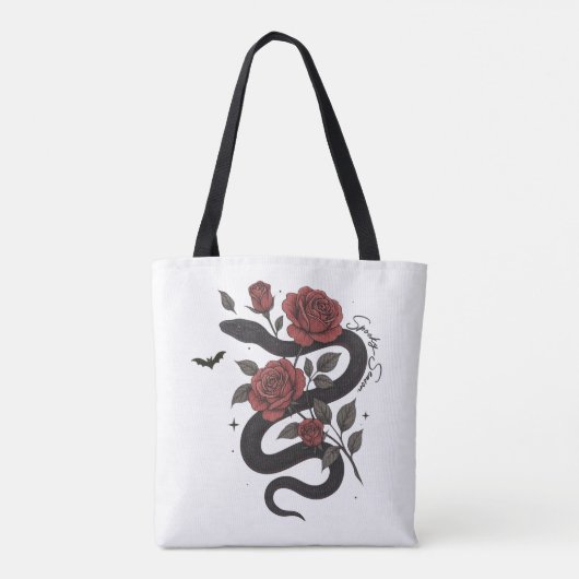 Slang en Rozen Canvas tas - Gotische Floral Design (Achterkant)