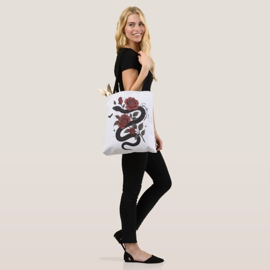 Slang en Rozen Canvas tas - Gotische Floral Design (Op model)