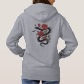 Slang en Rozen Hoodie - Gotische Bloemen Ontwerp (Achterkant)