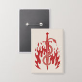 Slang en Zwaard Risograaf Kunstprint | Rode Vlam Button (Voorkant / Achterkant)