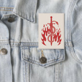 Slang en Zwaard Risograaf Kunstprint | Rode Vlam Button (Insitu)