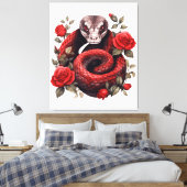 Slang gewikkeld in Rozen Canvas Afdruk (Insitu (Slaapkamer))