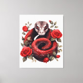 Slang gewikkeld in Rozen Canvas Afdruk (Voorkant)