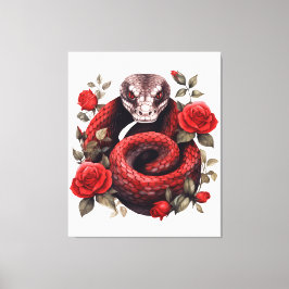 Slang gewikkeld in Rozen Canvas Afdruk