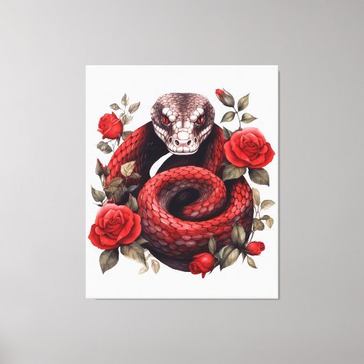 Slang gewikkeld in Rozen Canvas Afdruk (Voorkant)