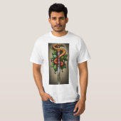 Slang gewikkeld rond dolk tattoo ontwerp t-shirt (Voorkant volledig)
