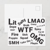 Slang gezegden en Teen Talk van 2019 Briefkaart (Voorkant / Achterkant)