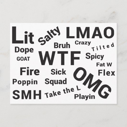 Slang gezegden en Teen Talk van 2019 Briefkaart (Voorkant)