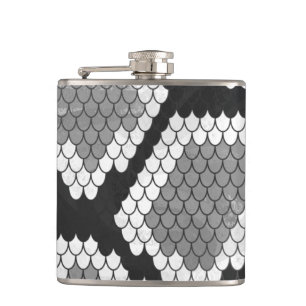 Slang grijs, wit en zwart print heupfles