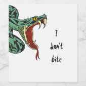 Slang "Ik bijt niet" Wijn Etiket (Enkel label)