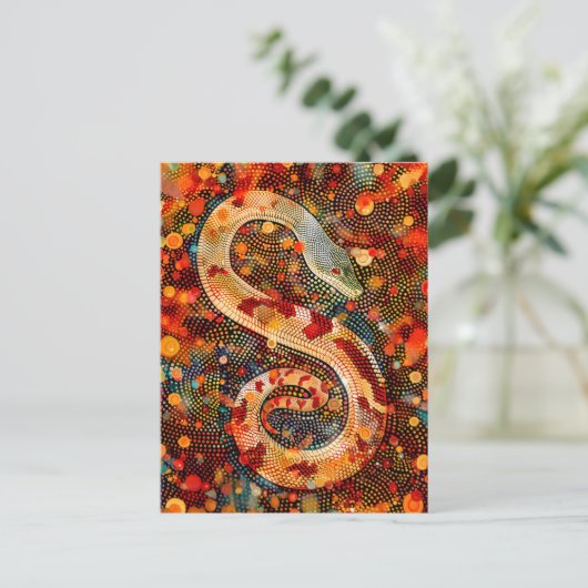 Slang in Aboriginal Dot Art Style Briefkaart (Staand voorkant)