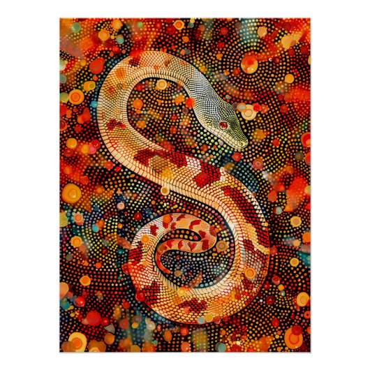 Slang in Aboriginal Dot Art Style Perfect Poster (Voorkant)