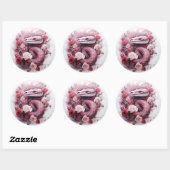 Slang in Rozen Waterverf Gothic Ronde Sticker (Vel)