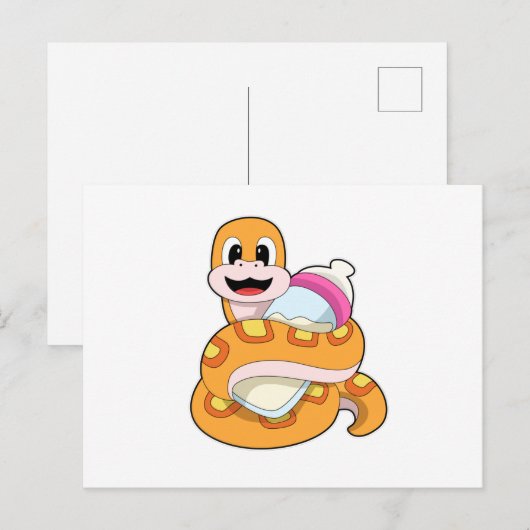 Slang met babyfles briefkaart