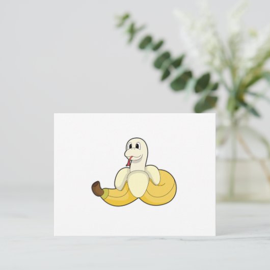 Slang met banaan briefkaart (Staand voorkant)