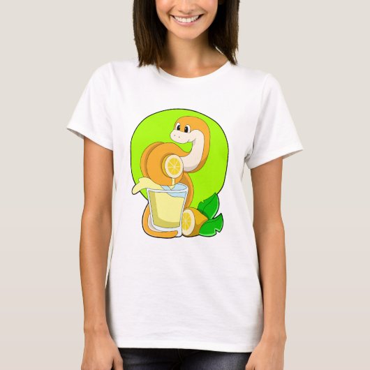 Slang met glas citroensap t-shirt (Voorkant)
