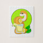 slang met glas lemonsap legpuzzel (Verticaal)