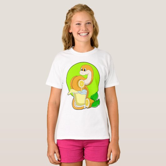 slang met glas lemonsap t-shirt (Voorkant volledig)